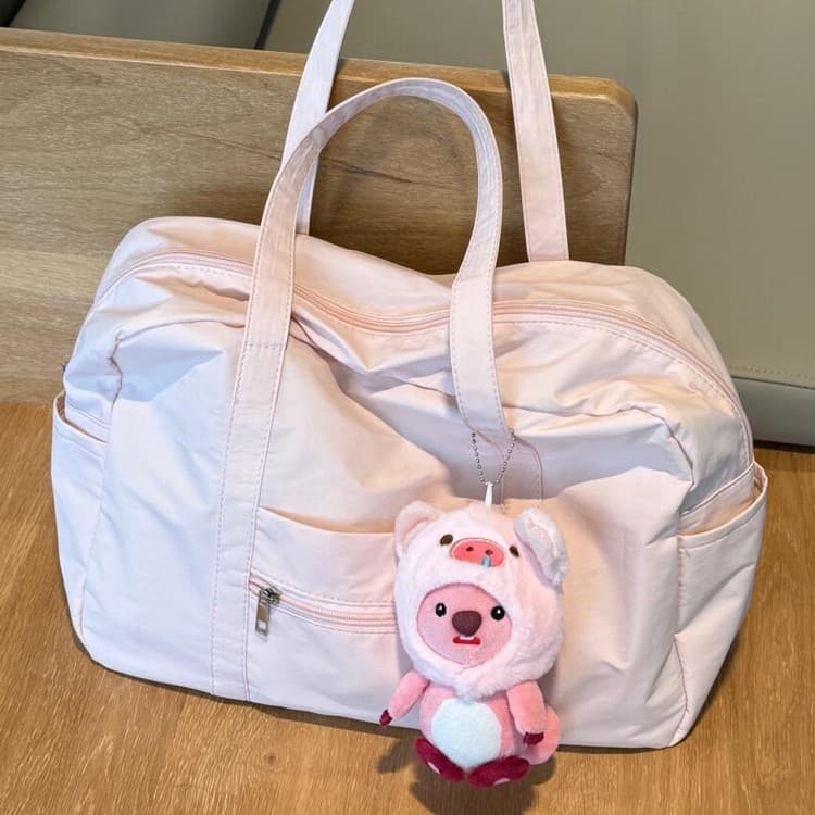 Niche Pink Tote Bag Portable Large Capacity Travel Bag Handheld Sports Bag Gym Bag Short Trip Handbag