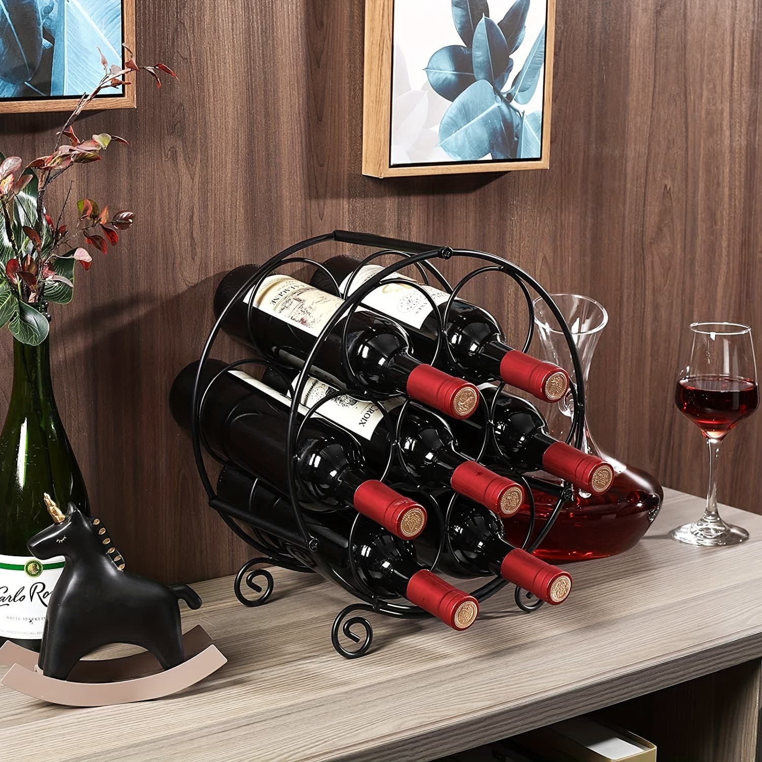 Creative Wine Rack Decor, European Style Household Wine Cabinet Iron Stand, Slanted Bottle Holder