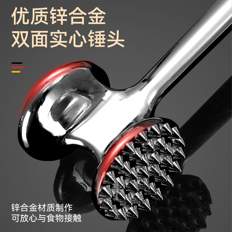 Custom Zinc Alloy Solid Dual-Sided Meat Tenderizer Stainless Steel Meat Pounder Mincer Steak Tendon Breaker Kitchen Tool