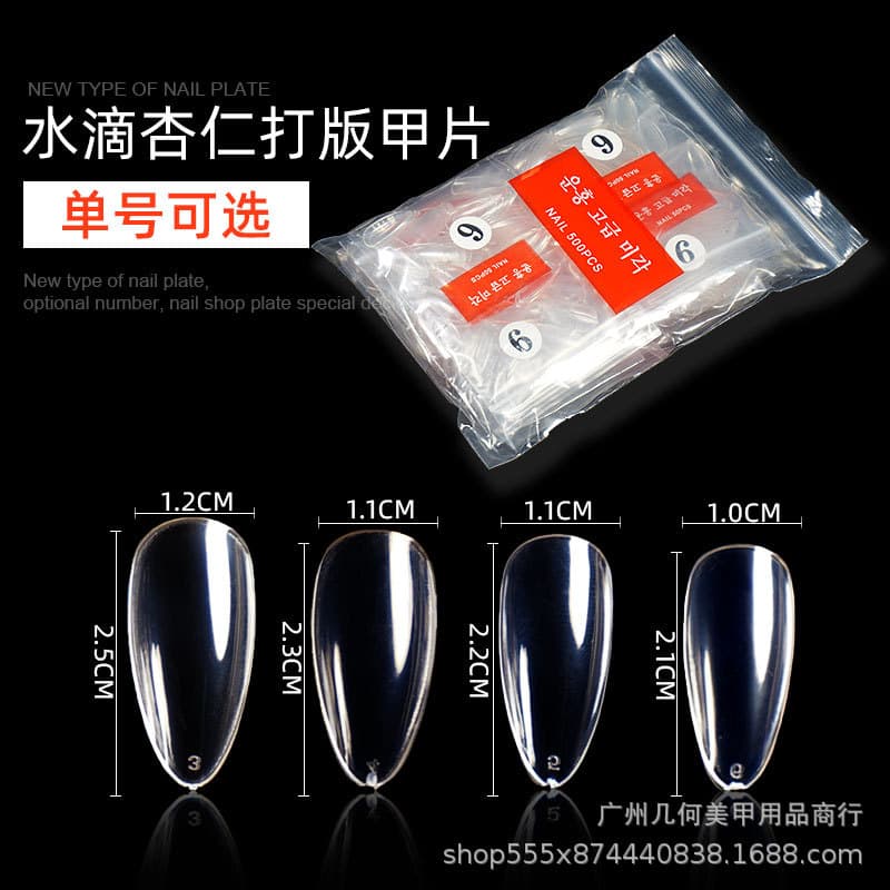 Nail Art Practice False Nails Transparent Waterdrop Almond Shape Nail Board Sample Short Long Oval Cartoon Pattern
