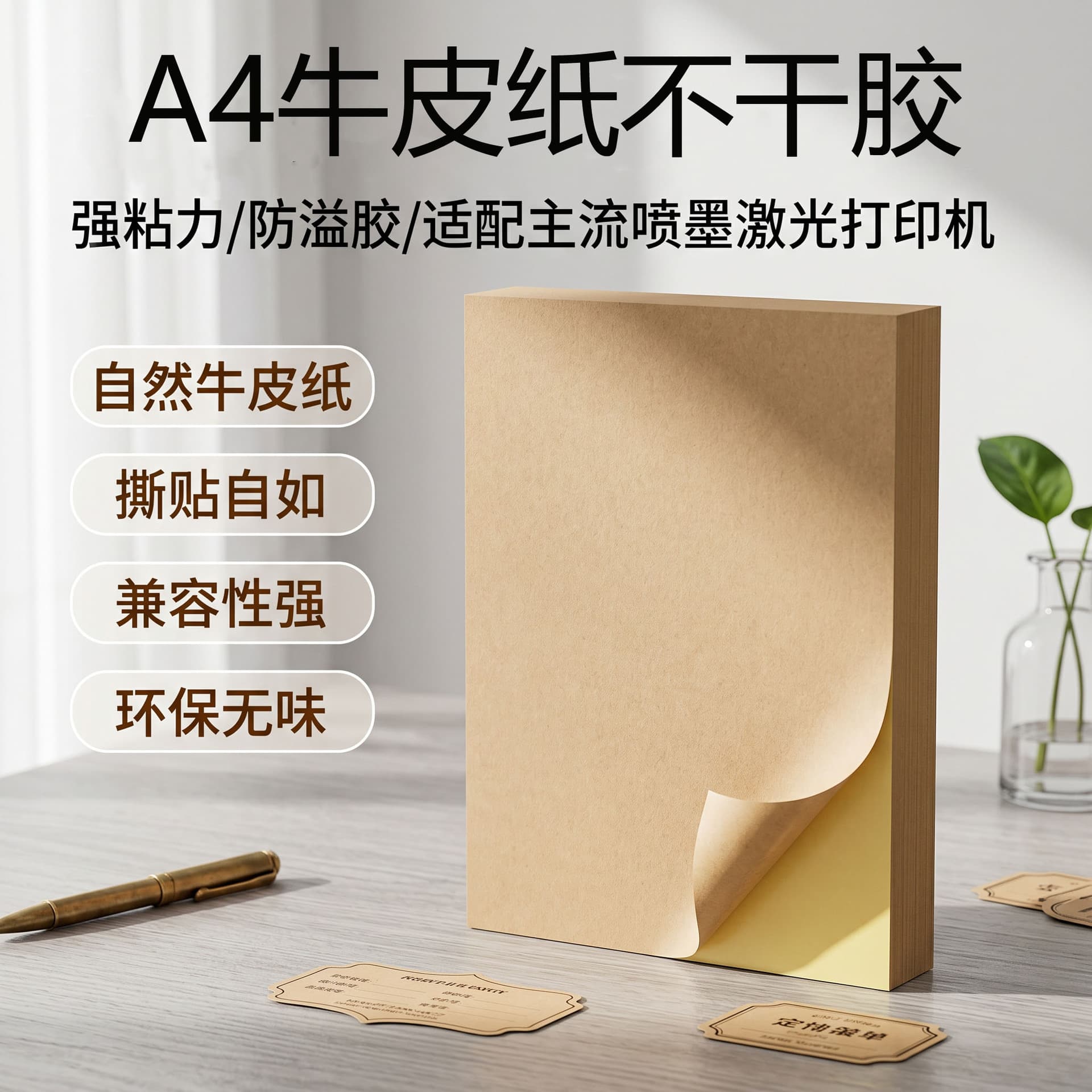 Kraft Paper Label Sticker Self-Adhesive 210*297 Brown Inkjet A4 Adhesive Paper Box Writing Logistics Shipping Label