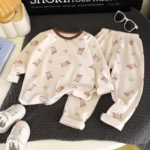 Children's Thermal Underwear Set for Boys and Girls, Lycra Cotton Base Layer Top and Bottom, Homewear, Class A Safety Certified