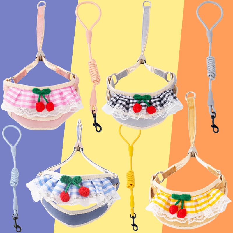 Cute Teddy Dog Leash Cat Walking Rope Small Dog Harness Pet Supplies Dog Leash Wholesale Nylon Material Non-Extending Pet Accessories