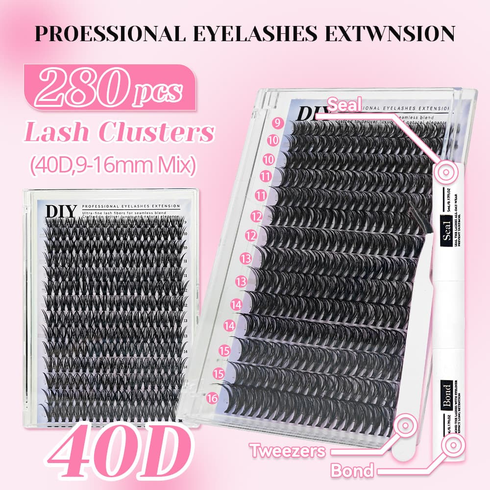 Amazon European and American Style False Eyelashes Glue Type 3040D800 Cluster Hair Set Large Capacity Book Factory Cross-Border