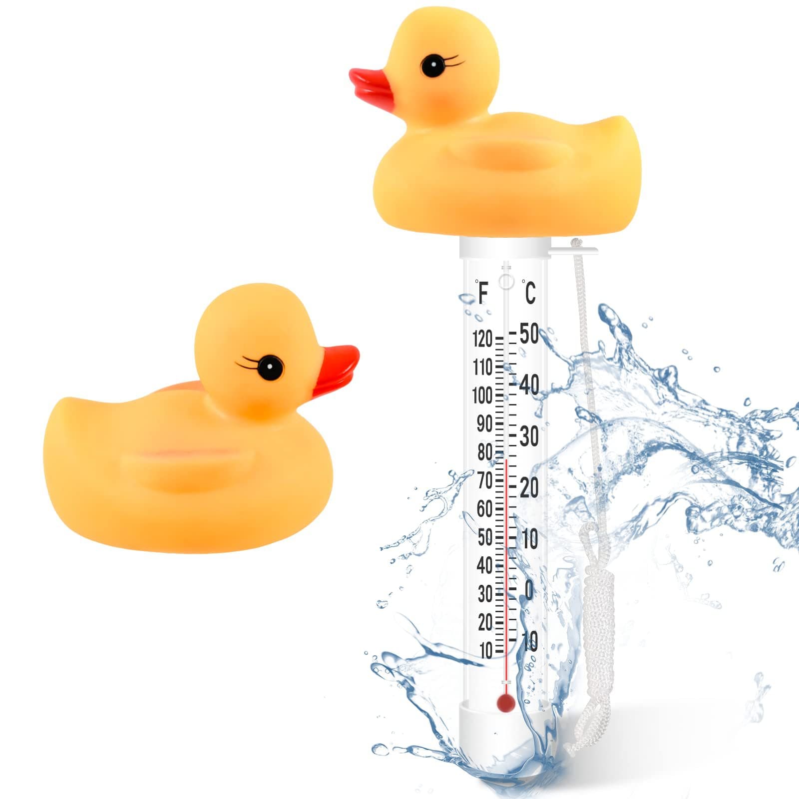 Cross-Border Duck Pool Thermometer, Floating Water Thermometer for Indoor/Outdoor Home Use, Glass Aquarium Heat-Resistant Temperature Gauge