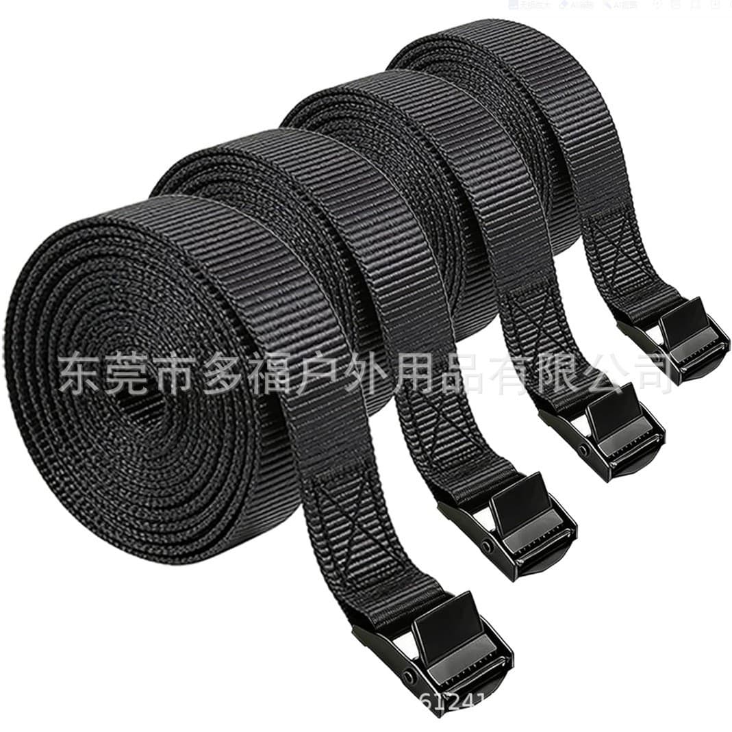 Black Zinc Alloy Buckle Woven Strap Truck Tie-Down Luggage Fixing Strap Tightening Belt Cargo Luggage Securing