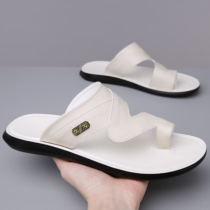 2025 New TEMU Men's Leather Sandals Summer Wear-Resistant Non-Slip Breathable Lightweight Foreign Trade Beach Shoes