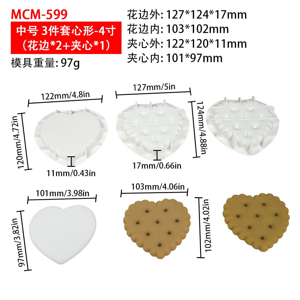 Emoji Sandwich Cookie Mousse Cake Mold Rectangular Sea Salt Biscuit Silicone Mold Squeeze Mold