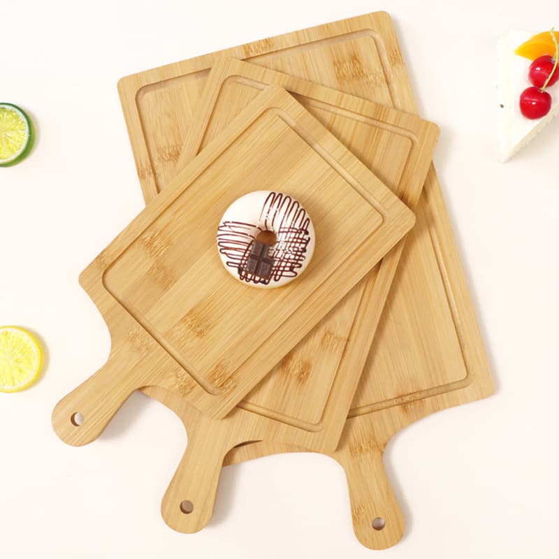 Japanese-style bamboo wood pizza tray, baking bread board, steak board, Western food tray, wooden fruit cutting board, wooden dinner plate
