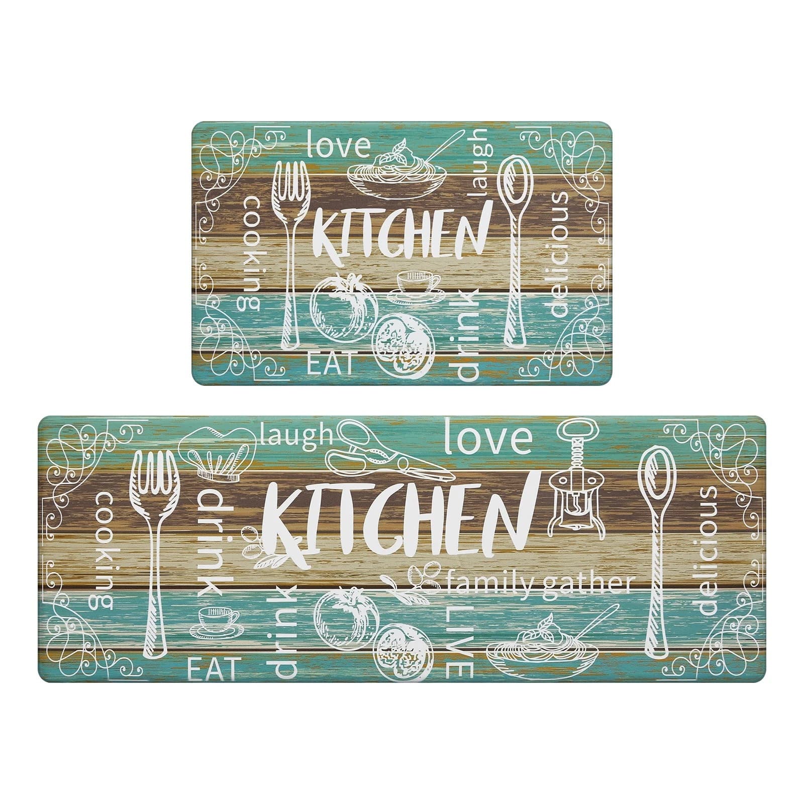 Kichen Nordic Kitchen Two-Piece Floor Mat Set, Oil-Resistant and Dirt-Proof Long Mat, Machine Washable, Thickened Door Mat, Drop Shipping