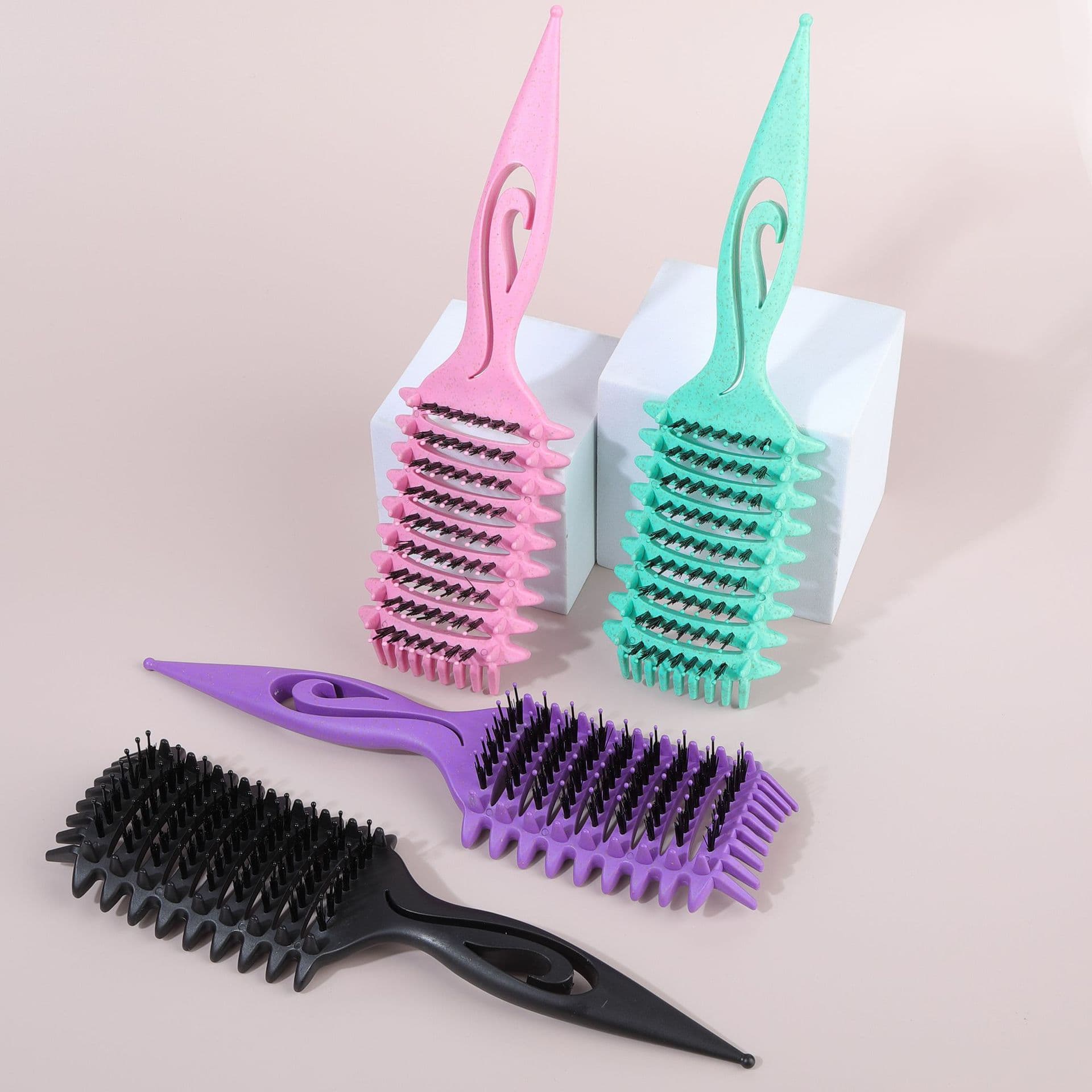 Cross-border bounce comb, curl definition and styling, household hollow comb for curly hair, wet and dry massage comb manufacturer wholesale