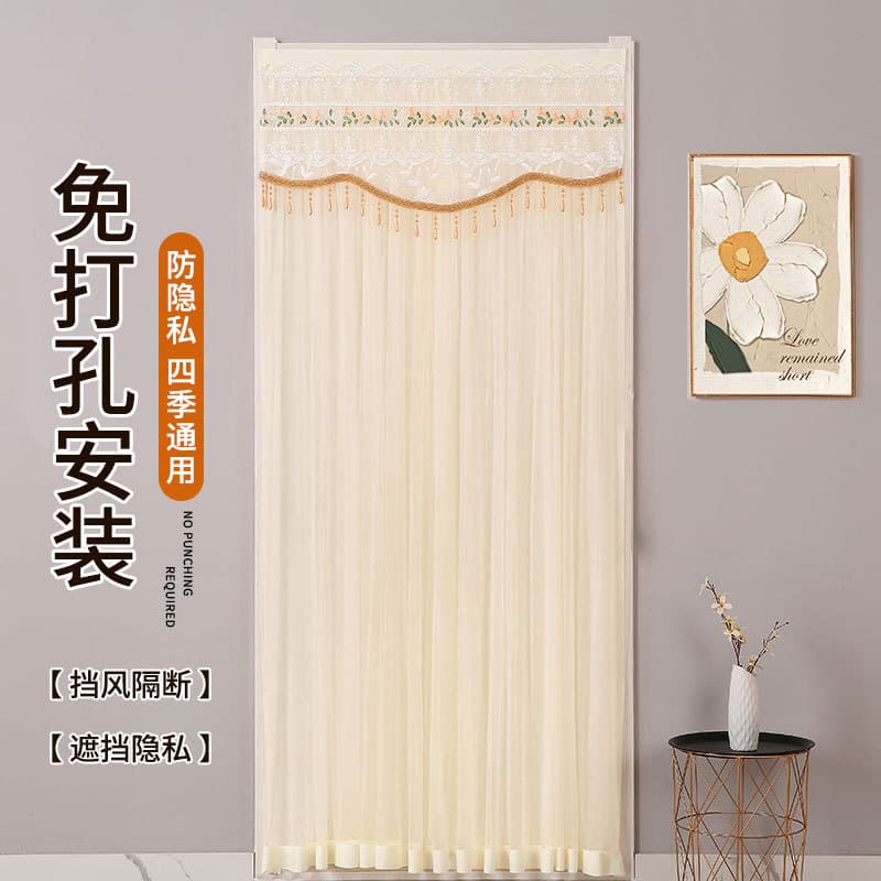 French Door Curtain Partition for Bedroom Kitchen Bathroom Half Curtain No-Drill Installation Ins Style