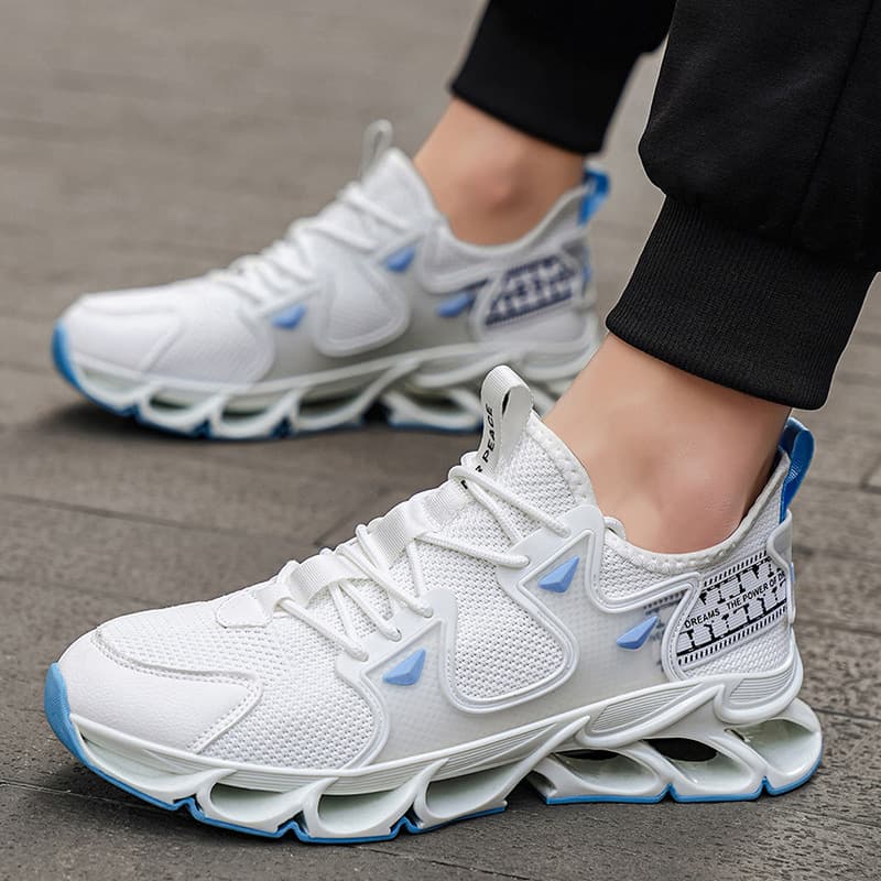 Cross-border Large Size Fashion Mesh Running Shoes for Men, Casual Breathable Flywoven Sports Shoes, Blade Style Trendy Sneakers