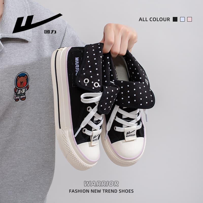 Warrior Color-Block Versatile Comfortable High-Top Skate Shoes Vibrant Korean Atmosphere Single Shoes High-Fashion Trendy Polka Dot Women's Shoes