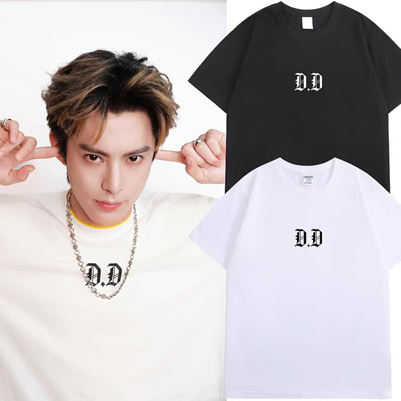 Wang Hedi's same style Gothic letter printed T-shirt American fashion brand high street men's and women's casual versatile cotton top