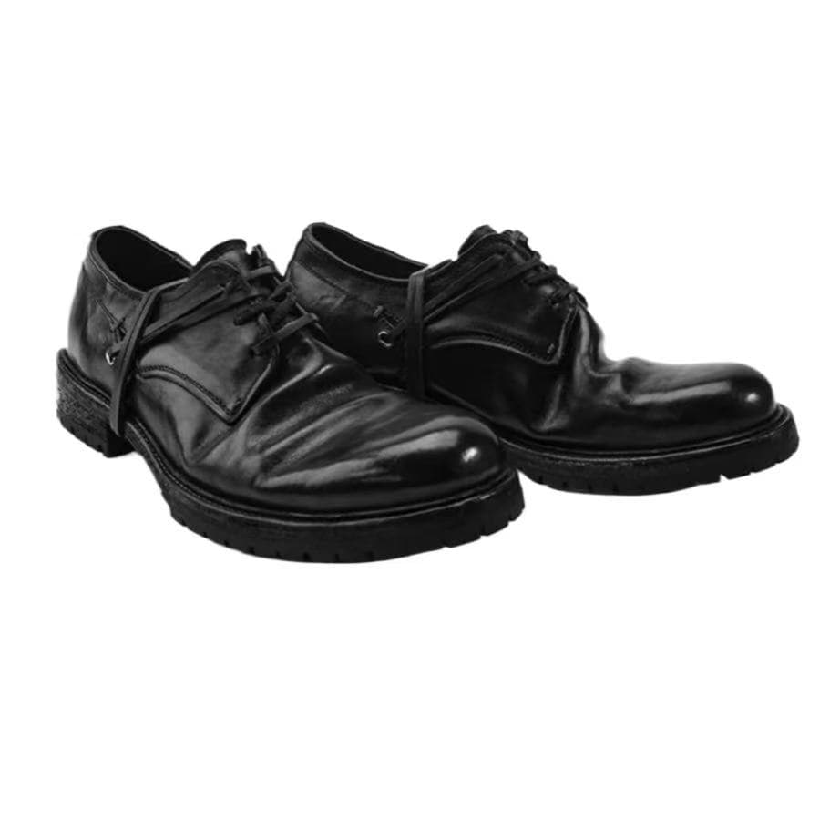 Factory Drop Shipping 2026 Model Wizard Shoes for Men, Runway Fashion Round Toe Leather Shoes High Heel Thick Sole Derby Shoes Heightening Casual