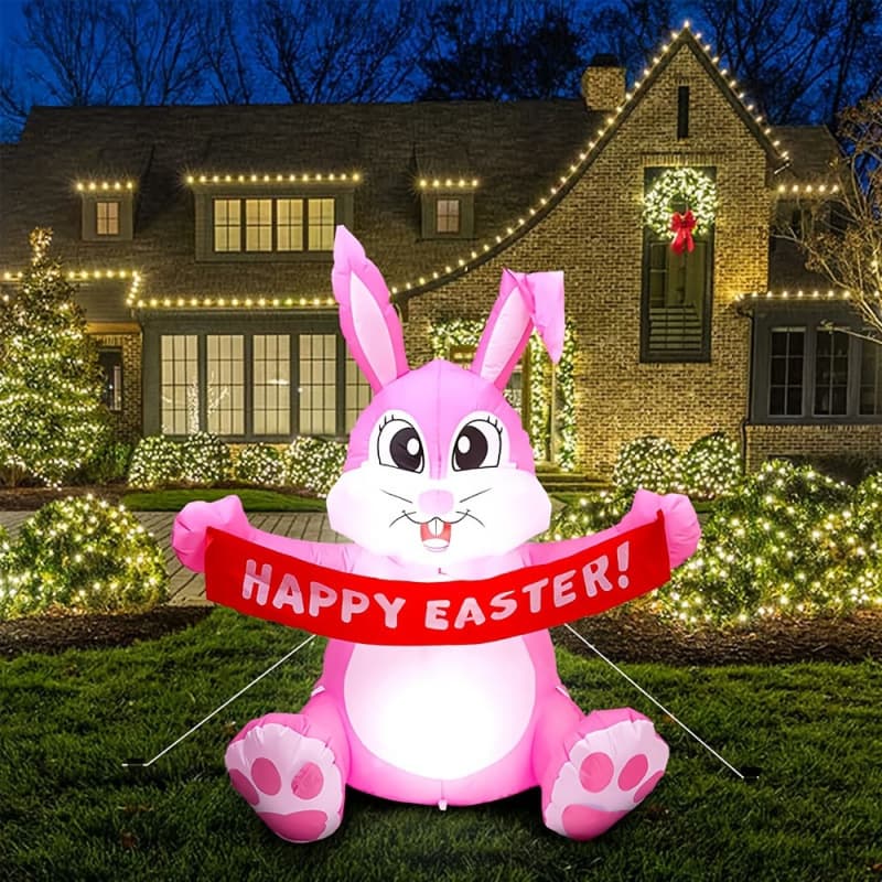 2026 New Model Cross-border Dropshipping 5-foot Inflatable Easter Bunny Blow Mold Yard Decoration