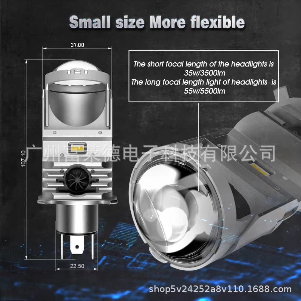 2025 New Plug-and-Play F40B Beam Pattern H4 Three-Pin Projector Headlight High-Brightness LED for Cars and Motorcycles