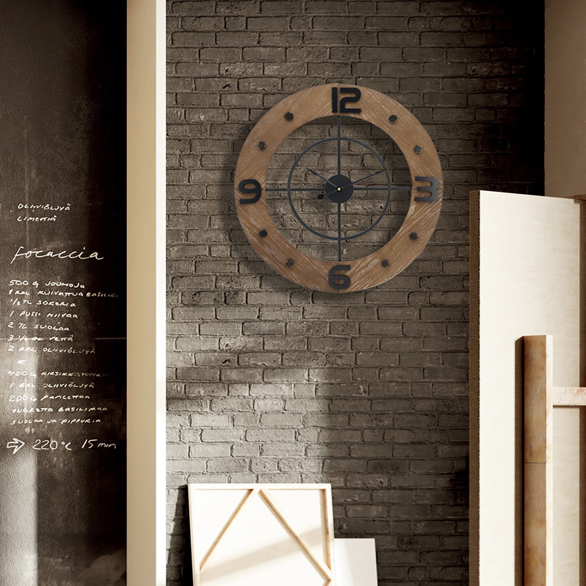 Retro old wall hanging living room clock simple silent wood grain decorative wall clock bedroom creative clock silent design