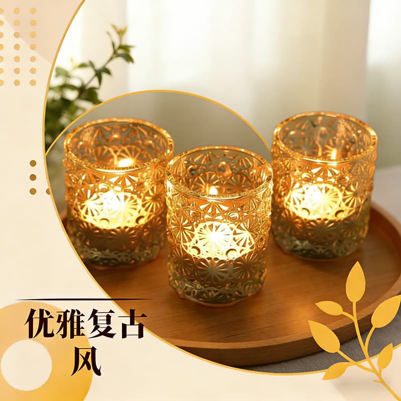 Manufacturer Wholesale Transparent Vintage Carved Pattern Glass Candle Cup, Thickened Glass Empty Cup Candle Holder, Fragrance Ornament