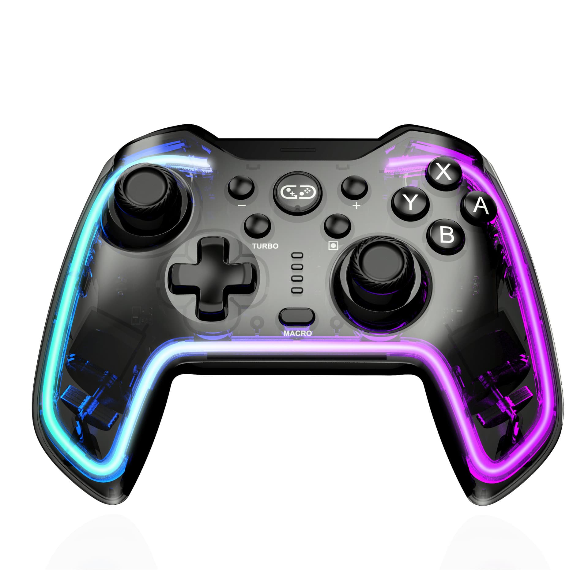 Customized transparent RGB light-emitting multifunctional dual-vibration wireless Switch Pro game controller