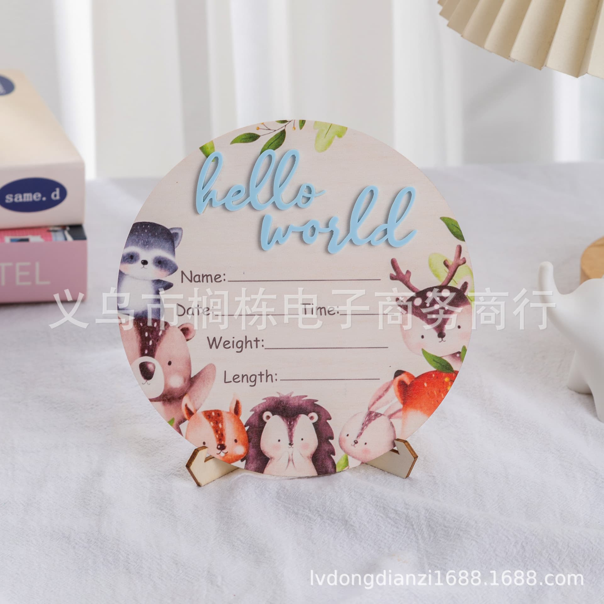 Cross-border Newborn Hello World Wooden Milestone Photo Prop for Photography