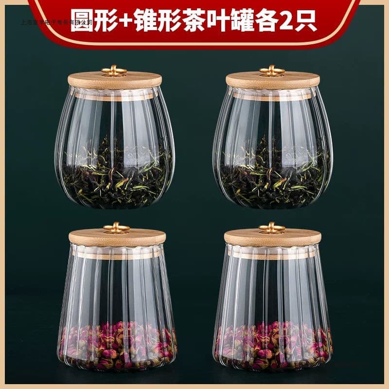 Household Premium Sealed Tea Canister for Pu'er and Flower Tea with Creative Glass Design