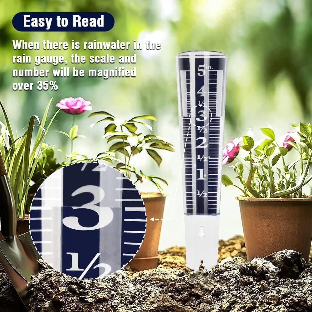 Cross-border Special Rain Gauge with Stake, Transparent 5-Inch Garden Rain Measure, Lawn Precipitation Meter
