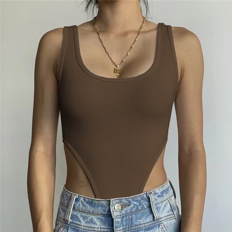 Cross-border High Quality European and American Vest Bodysuit Women's Summer Tight Sexy Sleeveless Snap Crotch Bodysuit Factory