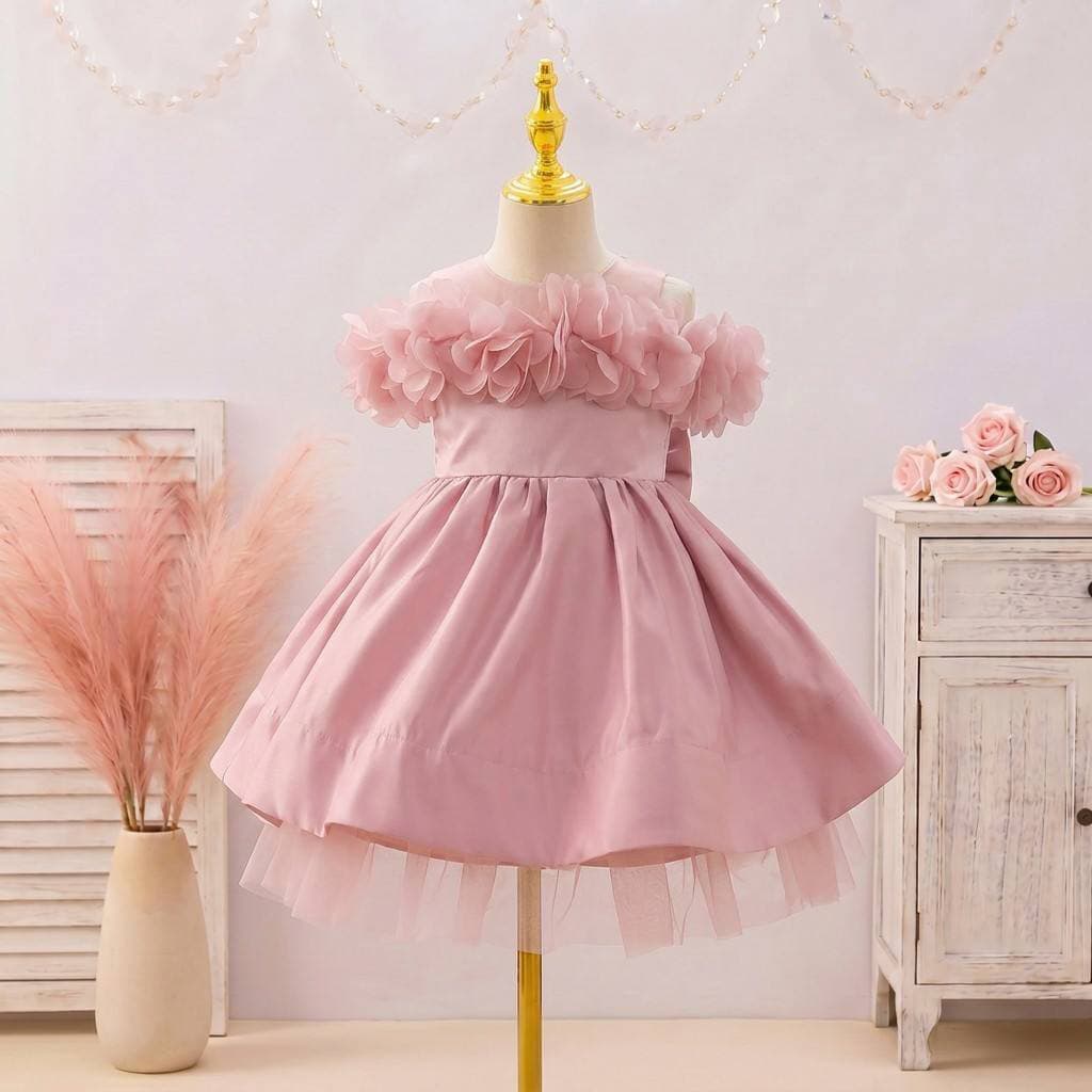 Kids Party Dress One-Shoulder Princess Bubble Skirt for Girls Birthday Party