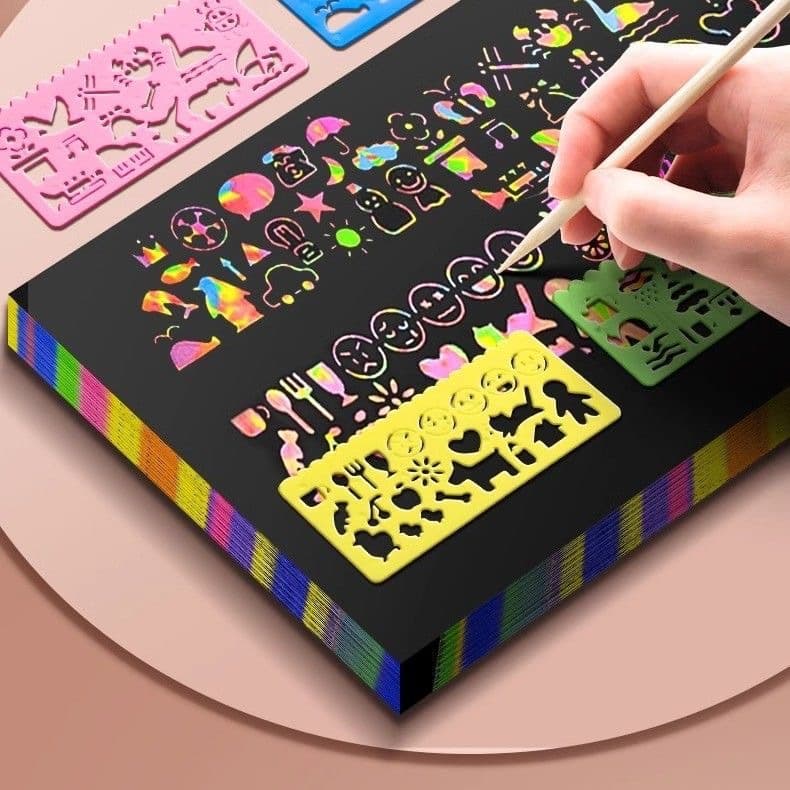 Factory direct sales children's colorful scratch-off paper 8K/16K/32K scratch-off primary school students creative a4 scratch-off painting wholesale