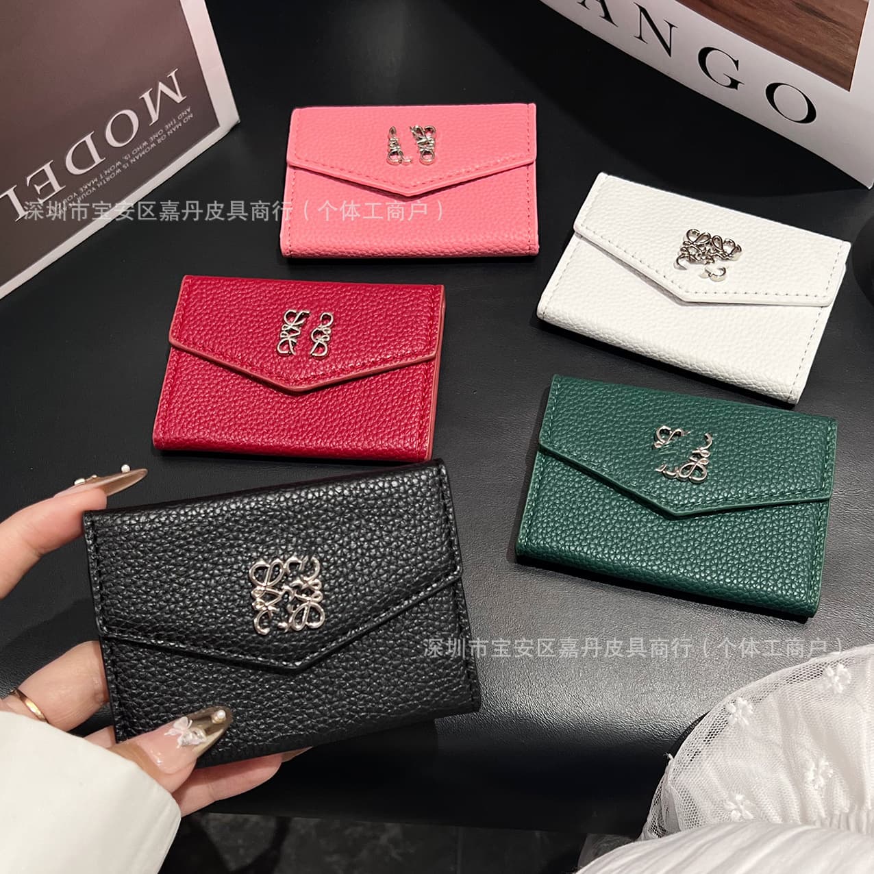 2025 New Coin Purse Solid Color High-End Light Luxury Multi-Card Slot Accordion Card Holder Lychee Pattern Popular Cross-Border Export Item