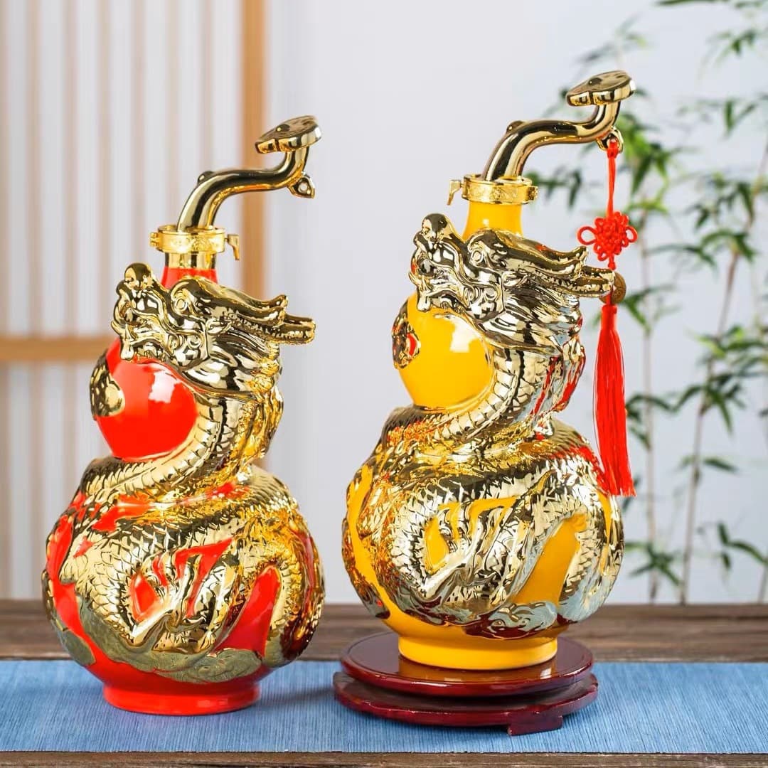 Jingdezhen five jin ceramic wine bottle gourd empty wine bottle 5 jin Dragon Year wine jar wine set manufacturer supports batch sealing