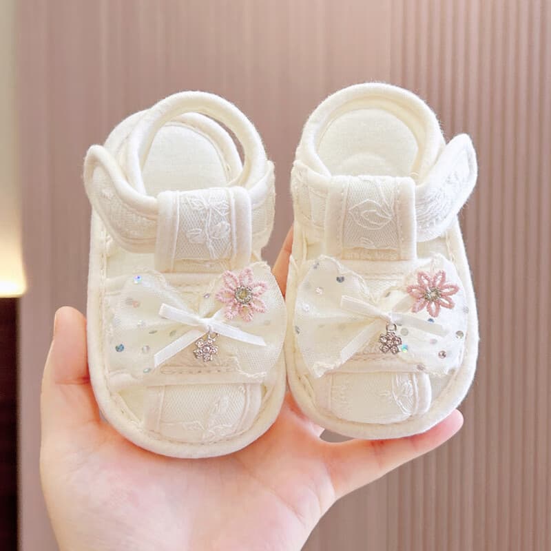 Summer Lace Sandals for Baby Girls, Thin Style, Newborn Infant Shoes, Non-Slip Walking Shoes for 0-1 Year Old, 2 Summer