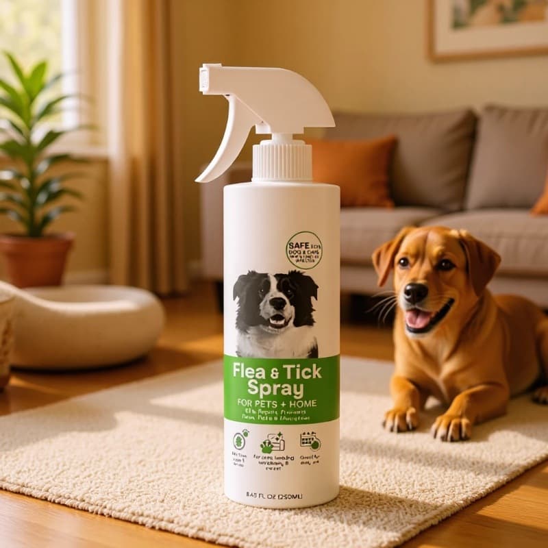 All-Natural Pet Flea and Tick Spray, Mosquito and Insect Repellent for Cats and Dogs, Kills Eggs, Home Environment Insecticide Spray 250ml