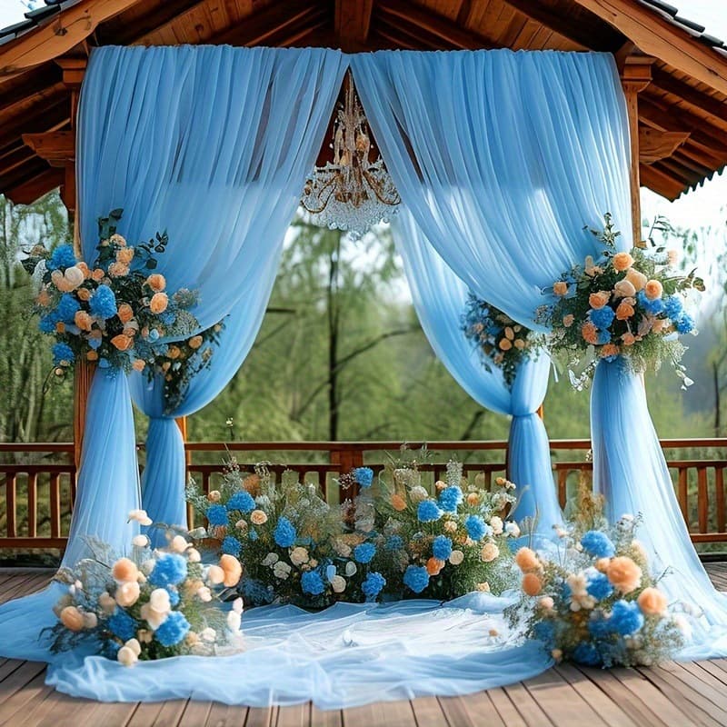 Cross-border Hot Selling Tulle Fabric for Wedding Party Decoration Outdoor Background Curtain Ceiling Draping