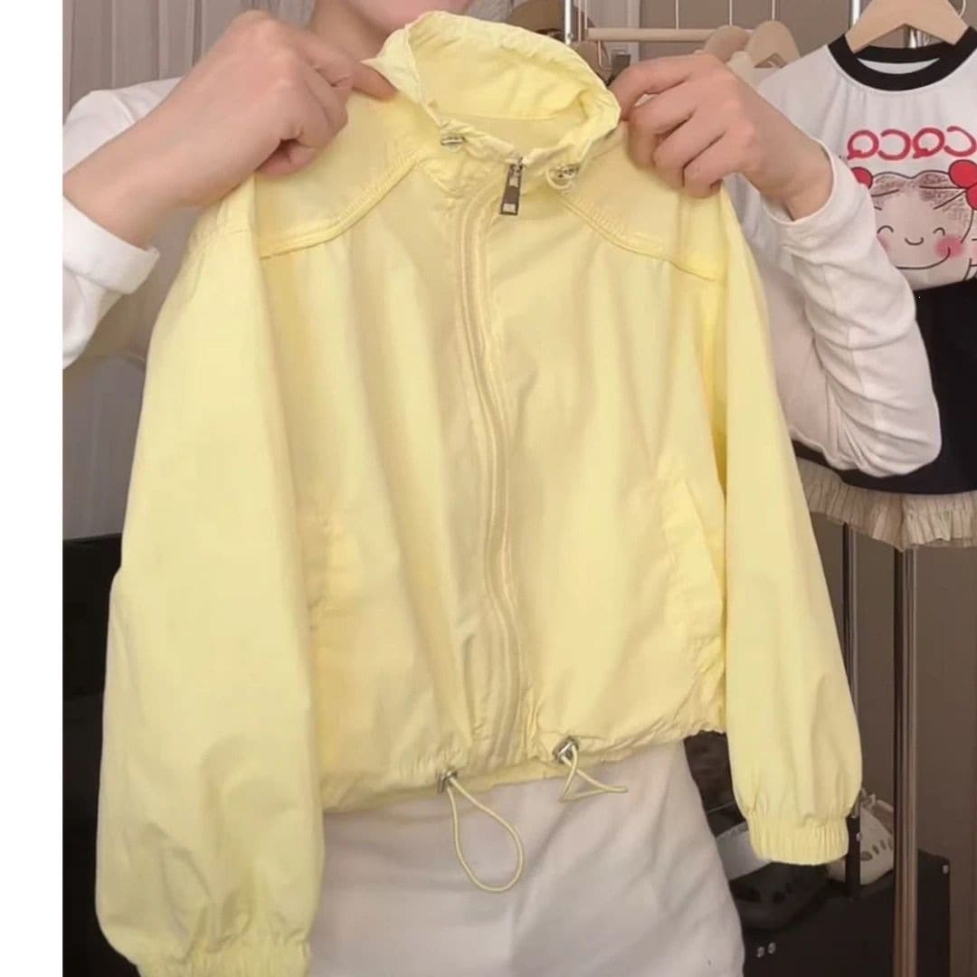 Girls' sun protection clothing summer 2026 coat new loose simple solid color casual stand collar coat sun protection thin cotton