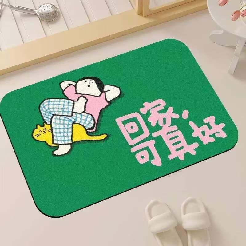 Cross-border Cute Creative Diatom Mud Doormat for Home Bathroom Water-Absorbing Quick-Dry Entry Durable Anti-Fouling Shower Room
