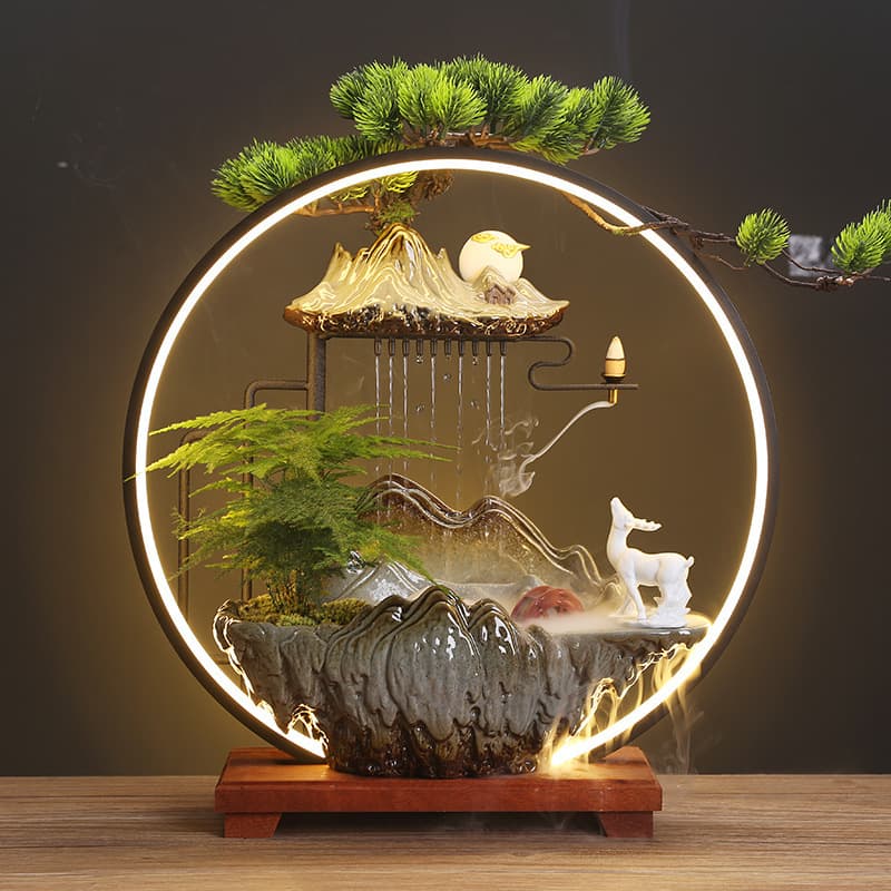 Flowing water ornaments, home backflow incense, Chinese backflow incense burner, living room humidifier, office moving to new home opening ceremony