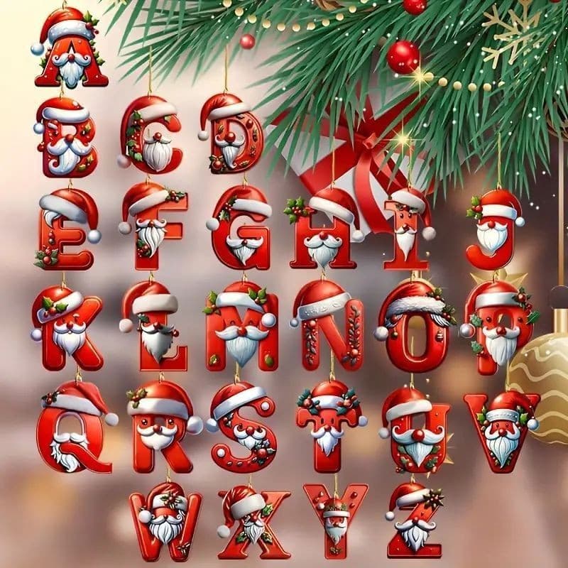 Cross-border New Creative Alphabet Pendant Acrylic Flat Christmas Tree Home Party Decoration Gift Hanging Ornament