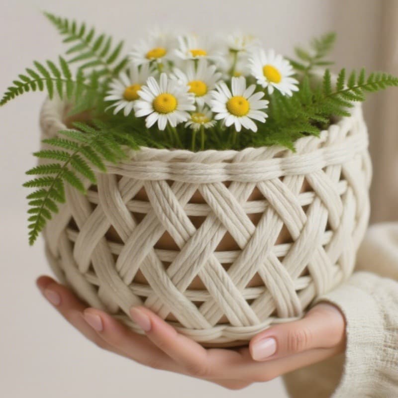 Woven texture flowerpot silicone mold aromatherapy plaster DIY storage jar decorative ornaments mold