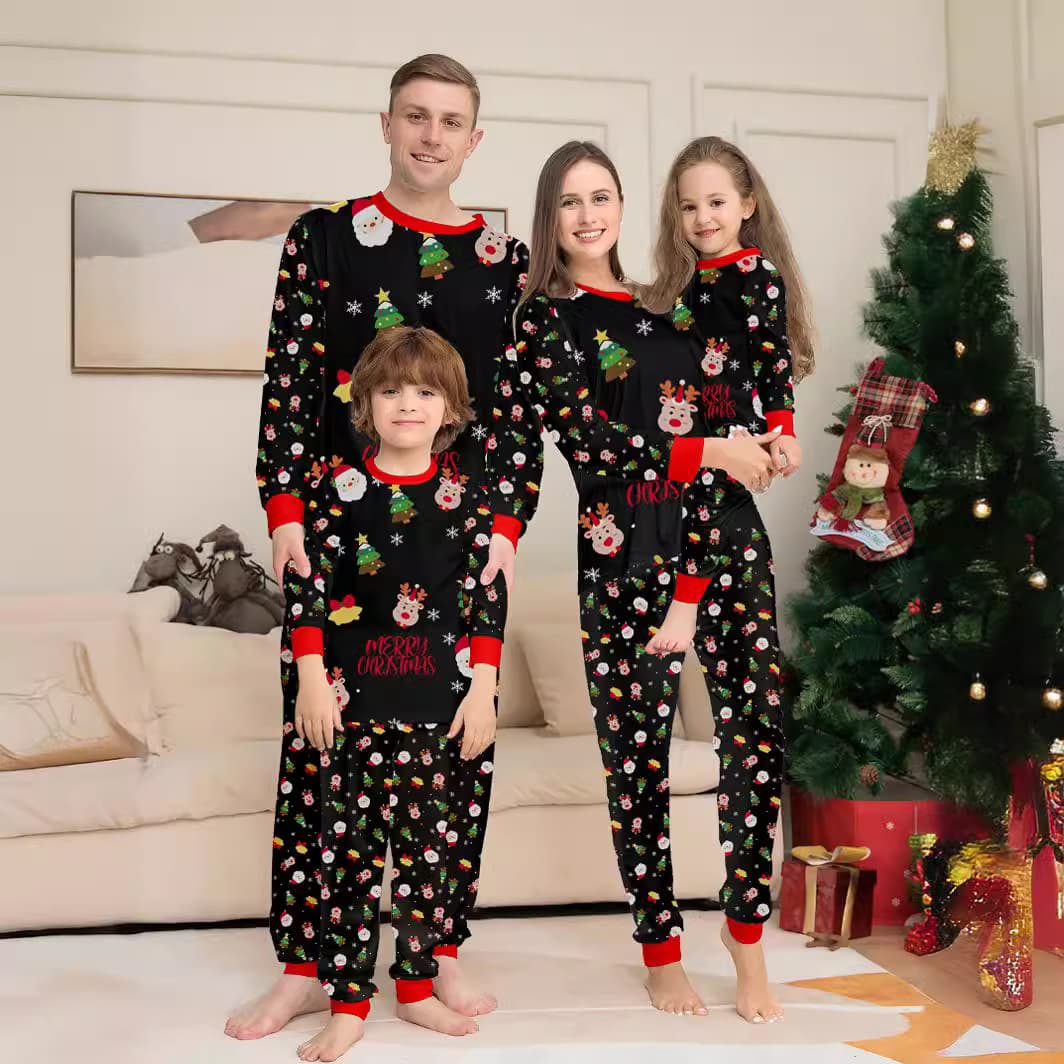 Amazon Family Portrait Photo Clothing Santa Claus Parent-child Set Printed Homewear Western Style Outfit