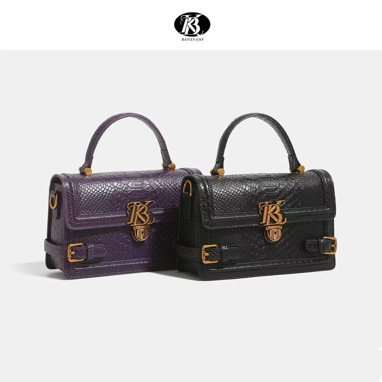 KB Princess Bani 2025 Autumn and Winter New Purple Lock Handheld Small Square Bag Women's Foreign Trade Cross-Border Fashion Crossbody Bag