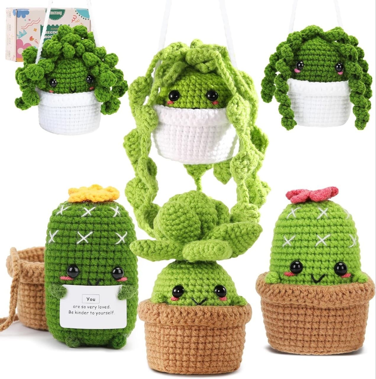 Cross-border best-selling DIY knitting and crochet new succulent potted plant material kit with English video tutorial