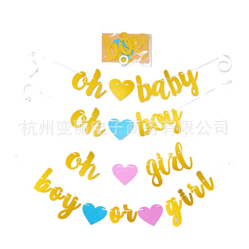 Boy Girl Oh Baby Shower Party Banner Backdrop Decorations Cross-border Office Culture/venue Decoration Props