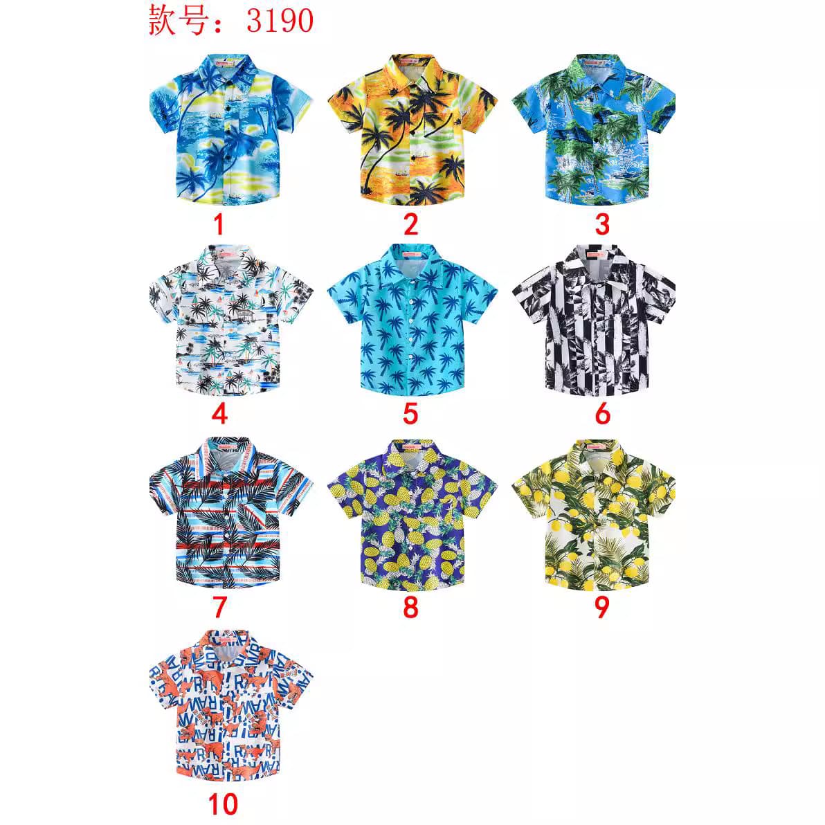 New cross-border export boys' classic beach style coconut tree print short-sleeved casual Korean style shirt wholesale