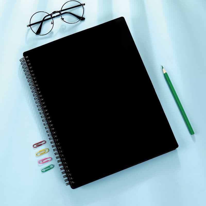 Multi-layer insert folder with transparent A4 pockets for sheet music, piano scores, test papers, and documents, black