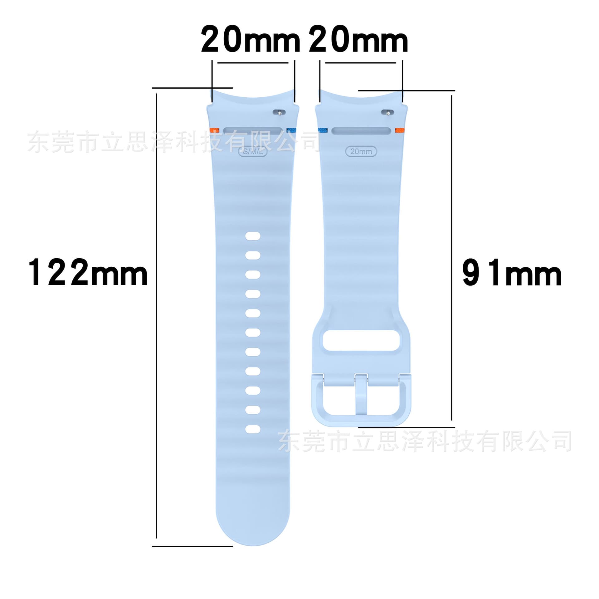 LISIZE Compatible with Samsung Galaxy Watch7 Wave Stitched Strap Watch FE/4/5/6 Silicone Band