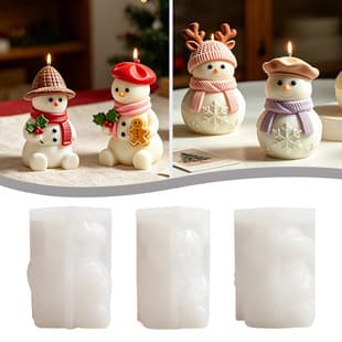 Multiple Styles Hat-Wearing Christmas Snowman Silicone Mold 3D Scarf-Wearing Snowman Aromatherapy Candle Plaster Ornament Mold