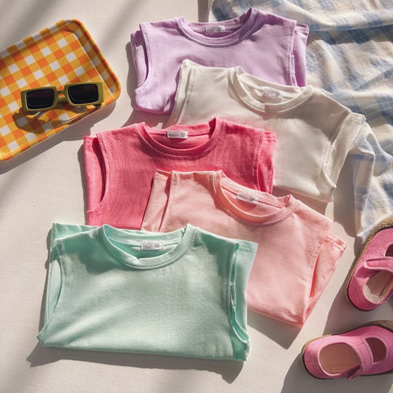 New Summer Children's Short Sleeve Solid Color Vest T-Shirt for Boys and Girls, Simple and Versatile Top